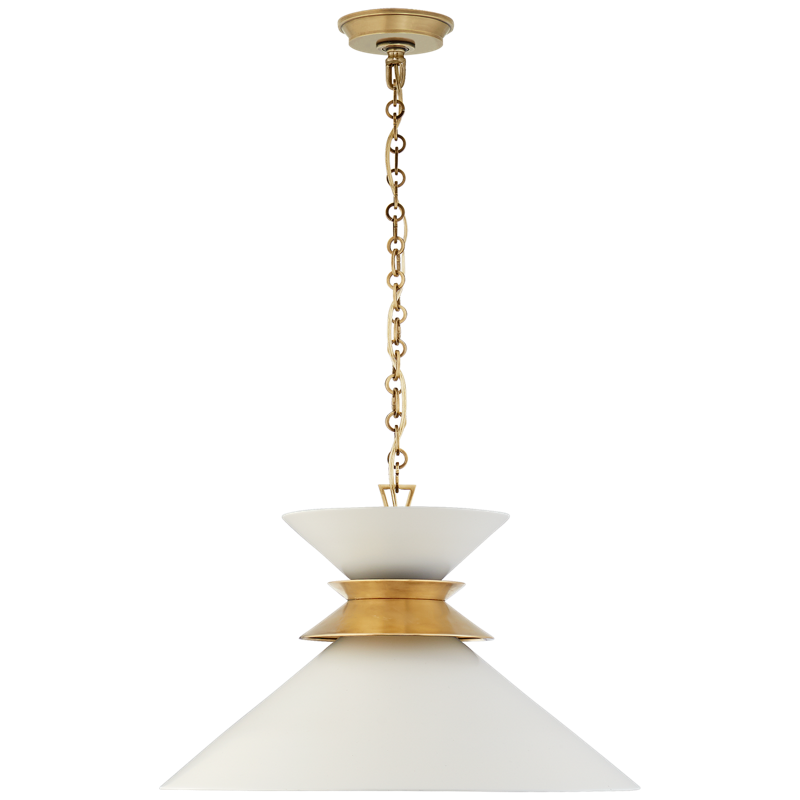 #Finish_Matte White with Antique Burnished Brass - Large