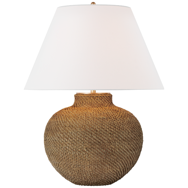 #nan_Natural Rattan with Linen Shade - Medium