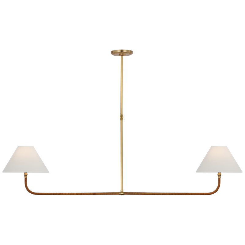 #Finish_Antique Burnished Brass with Natural Rattan and Linen Shades