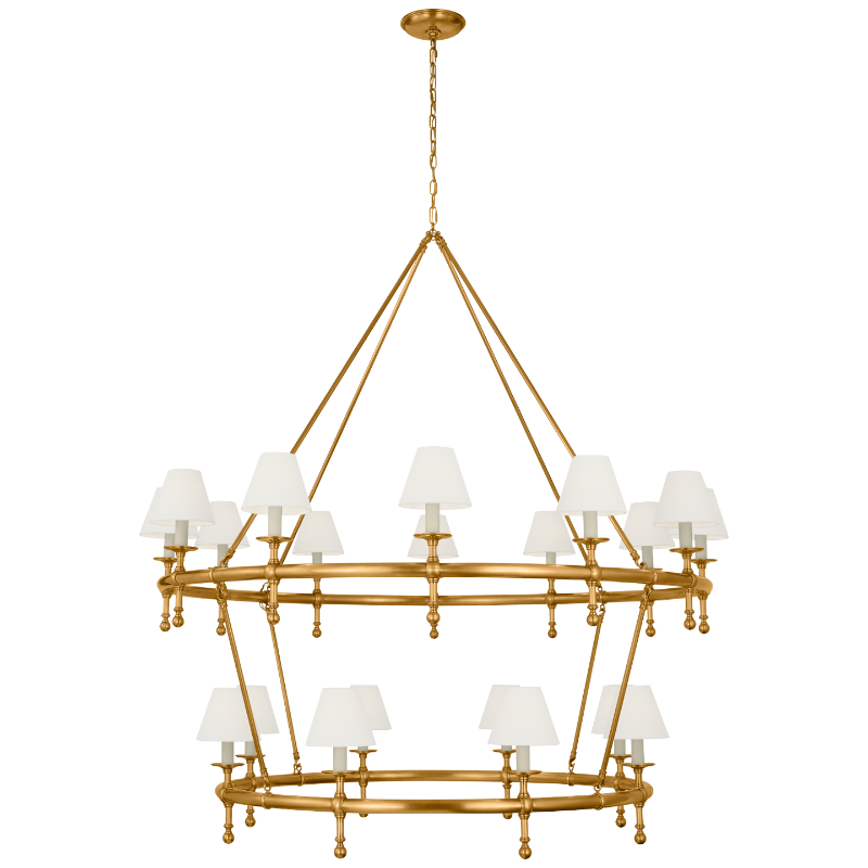 #Finish_Hand-Rubbed Antique Brass with Linen Shades - Extra-Large