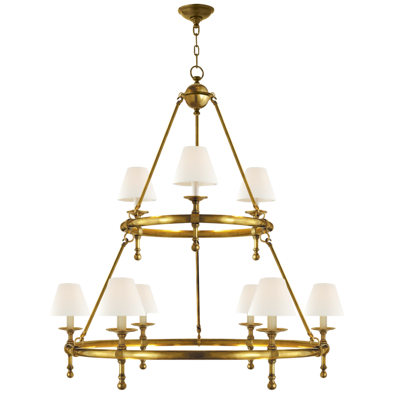 #Finish_Hand-Rubbed Antique Brass with Linen Shades - Large