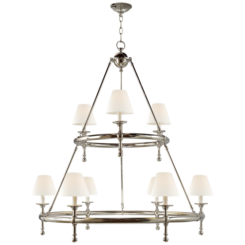 #Finish_Polished Nickel with Linen Shades - Large