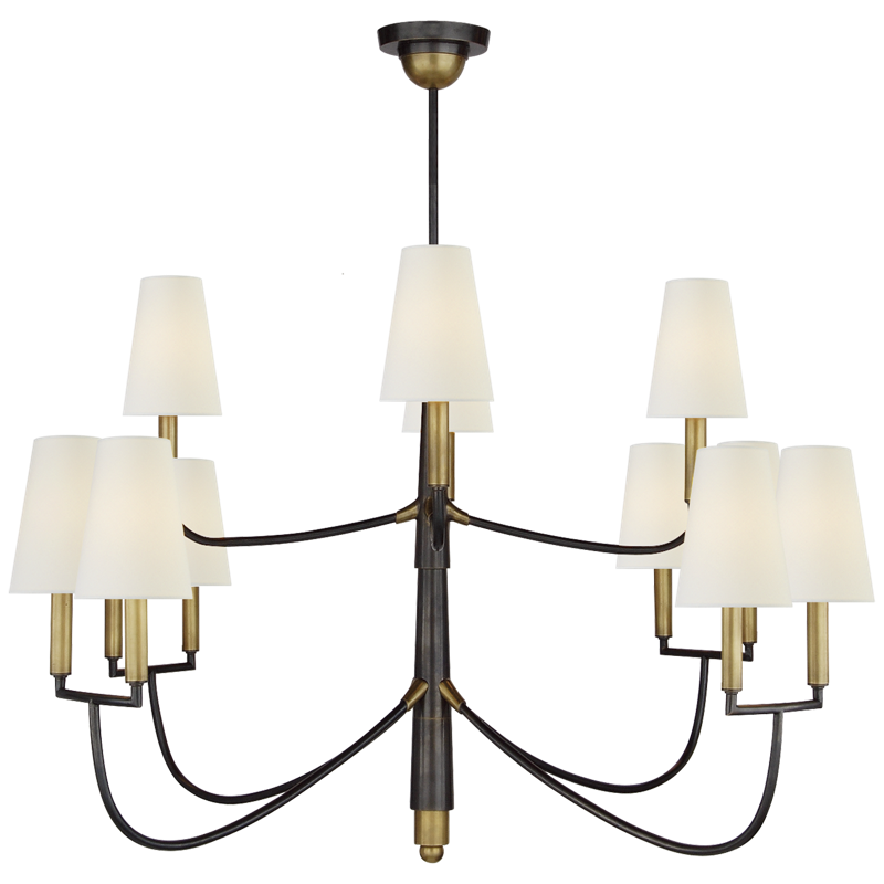 #Finish_Bronze and Hand-Rubbed Antique Brass with Linen Shades - Large