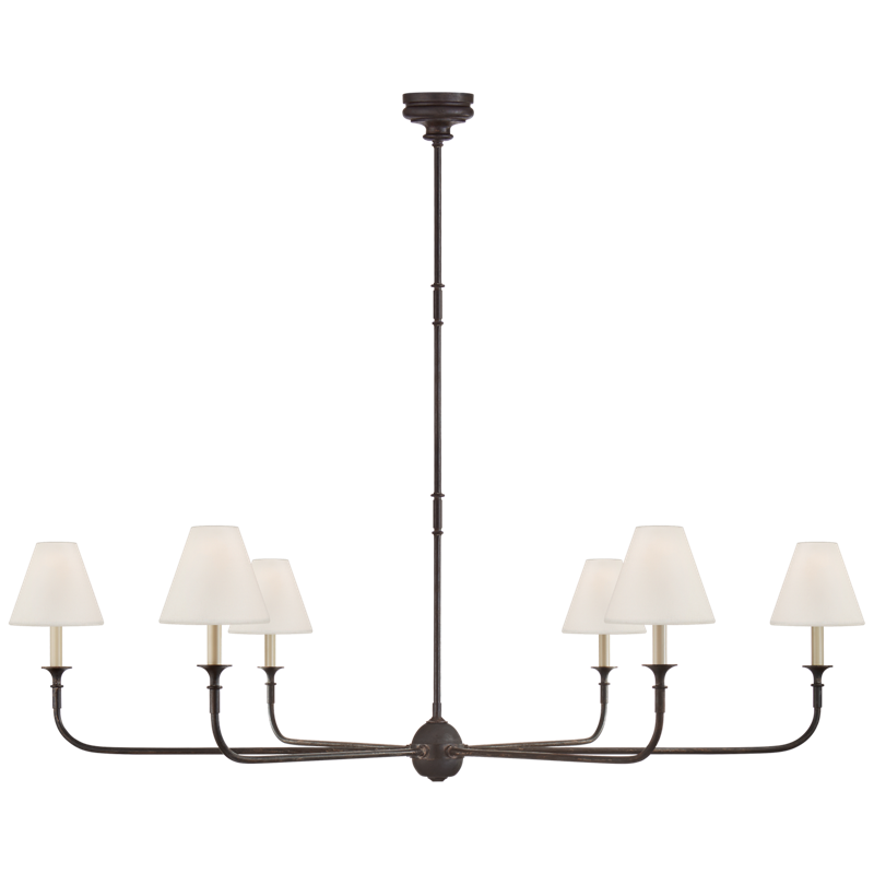 #Finish_Aged Iron and Ebonized Oak with Linen Shades - Grande