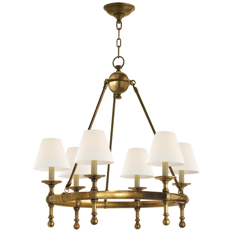 #Finish_Hand-Rubbed Antique Brass with Linen Shades - Medium