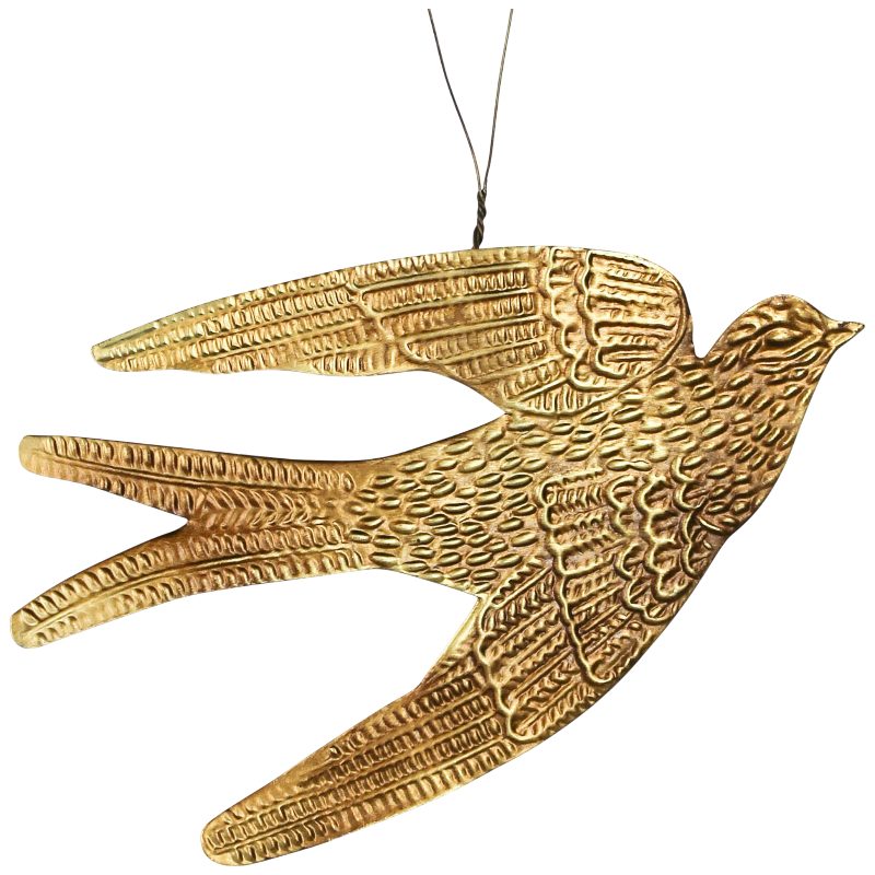 Gold Antique Bird Ornaments, Set of Six