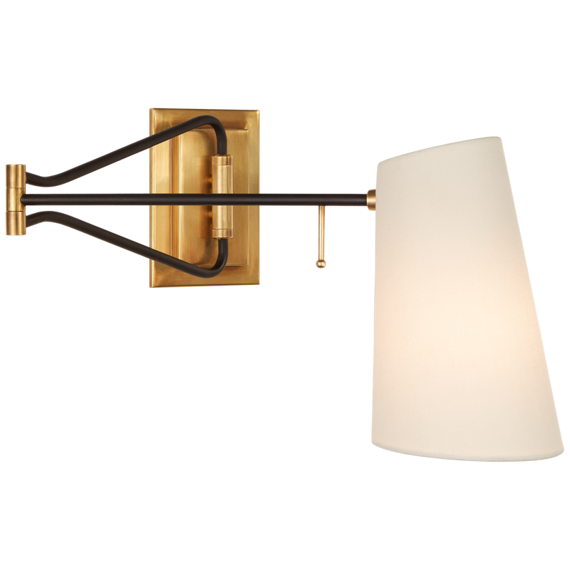 #Finish_Hand-Rubbed Antique Brass and Black with Linen Shade