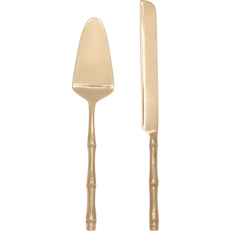 Liliana Polished Gold Two-Piece Cake Serving Set