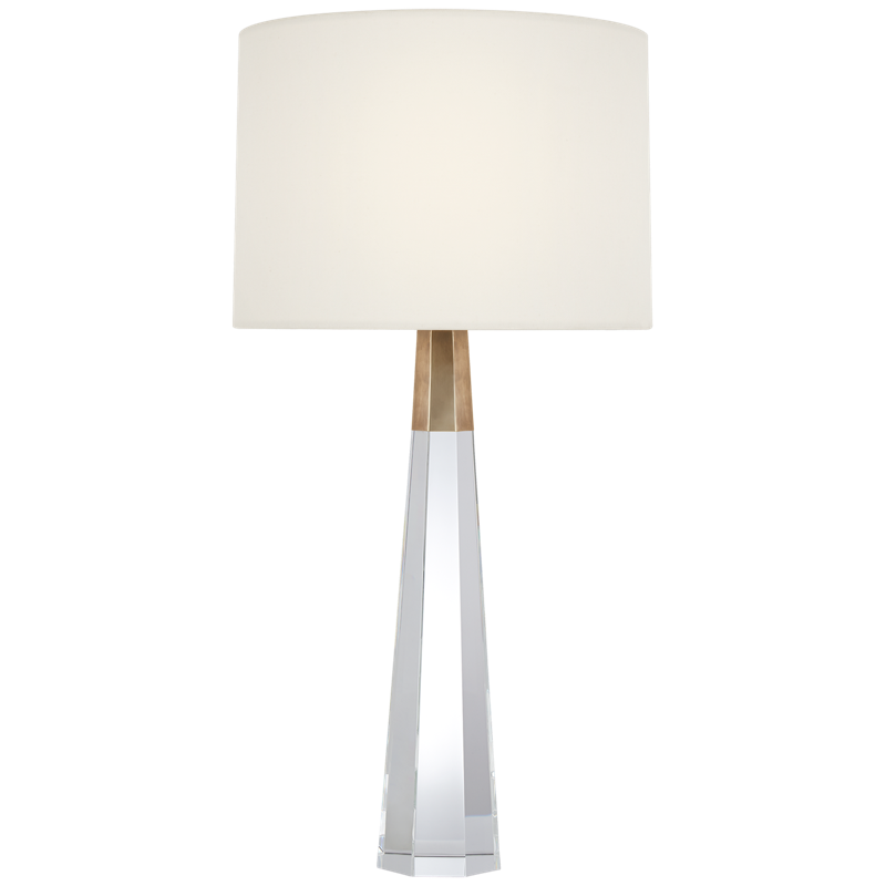 #Finish_Crystal and Brass with Linen Shade - Medium