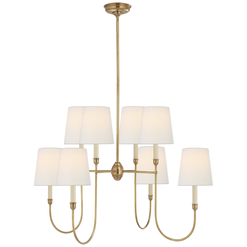 #Finish_Hand-Rubbed Antique Brass with Linen Shades - Large