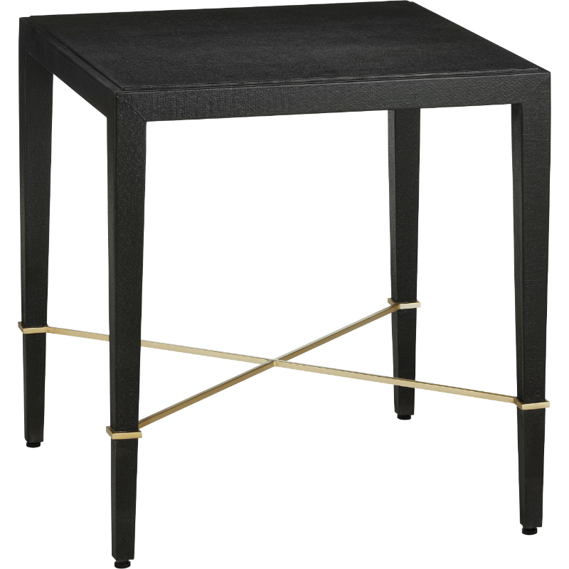 Verona Black Linen End Table